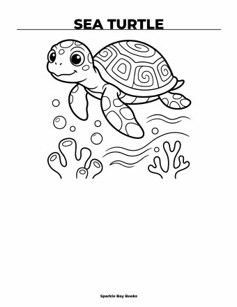 Sea turtle coloring page preview